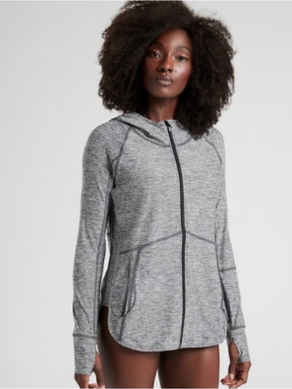 Athleta Women's Heather Gray Full-Zip Hooded Size Small